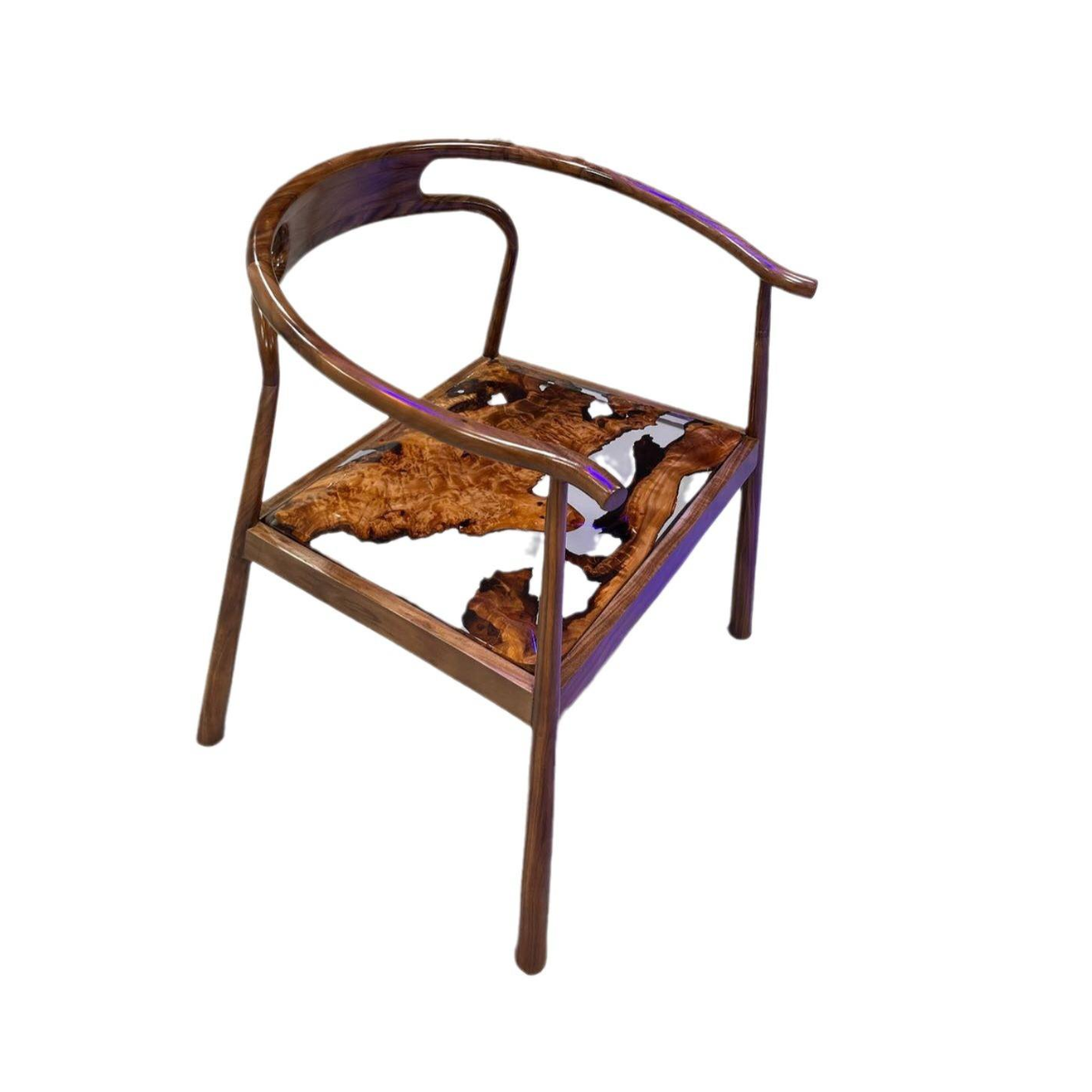 Curved Horseshoe Burl Accent Chair